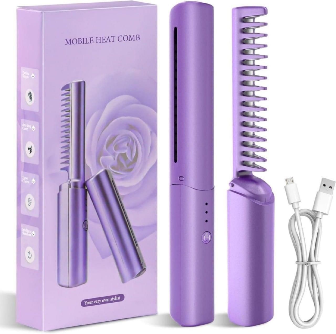 Portable mini hair straightener with comb