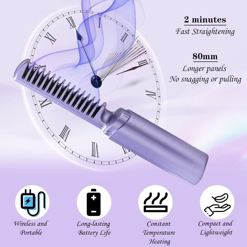Portable mini hair straightener with comb