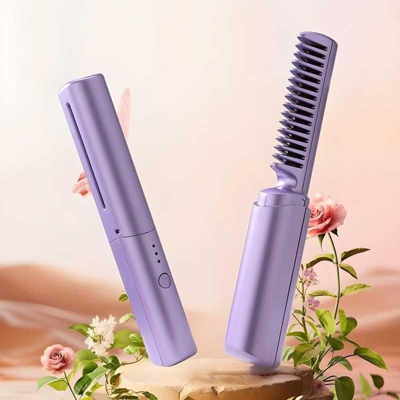 Portable mini hair straightener with comb